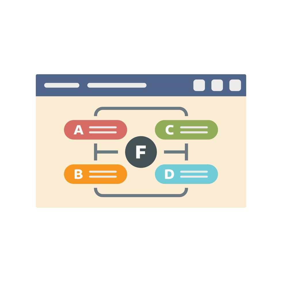 Web page management icon, flat style vector