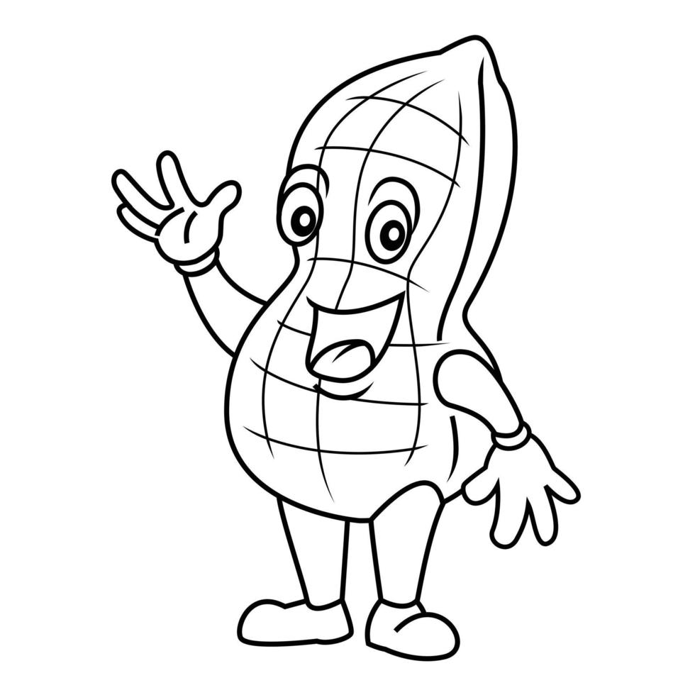 Peanut Cartoon Black and White vector