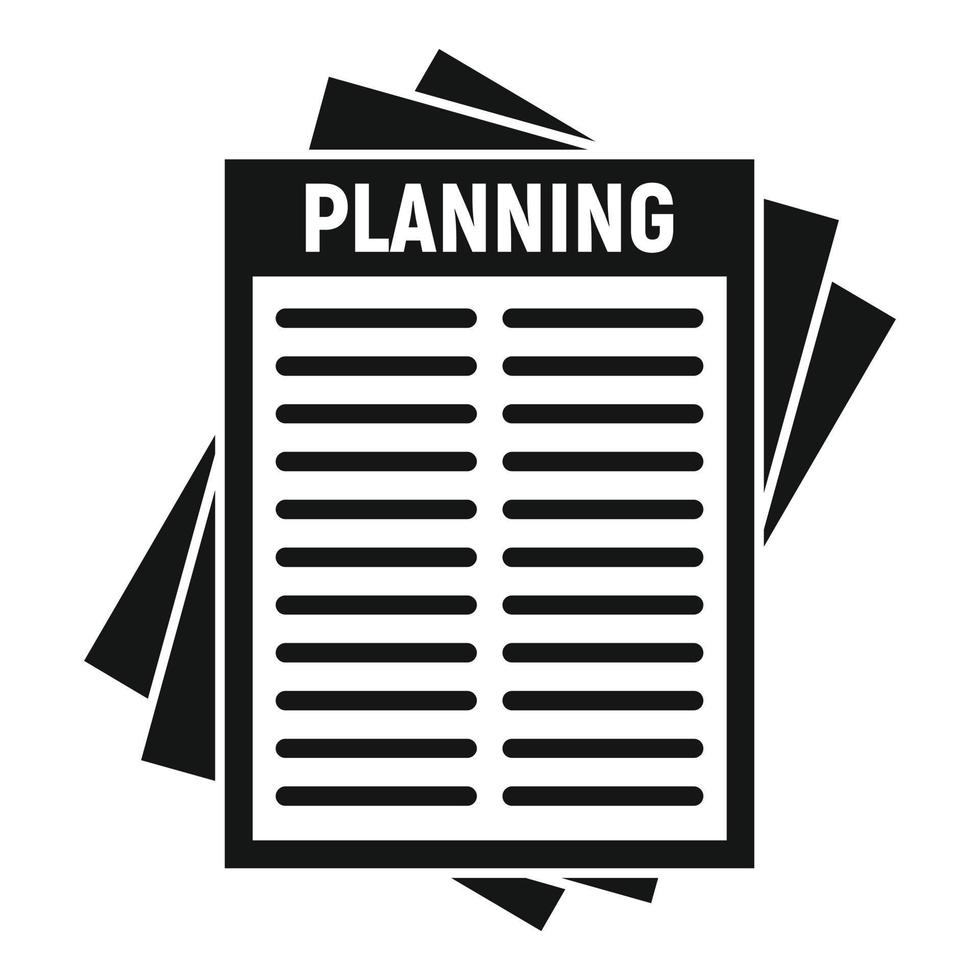 icono de papel de planificación, estilo simple vector