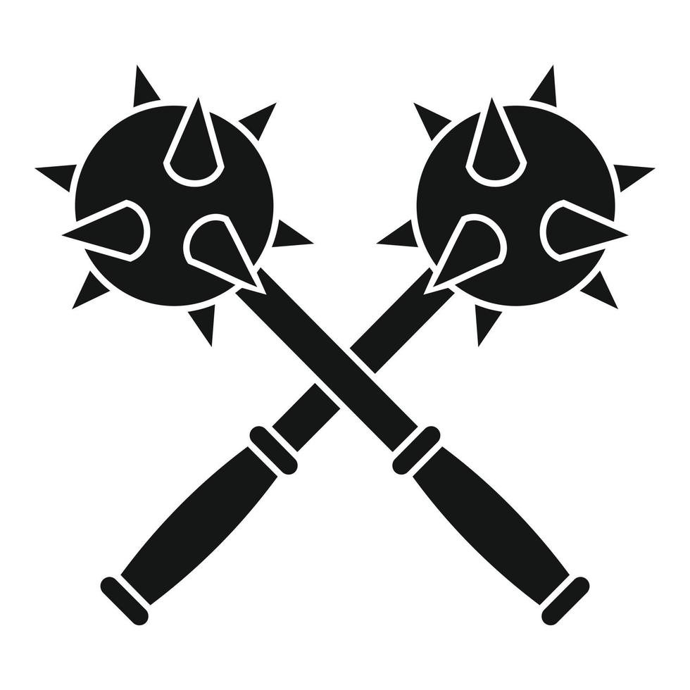 Crossed mace icon, simple style vector