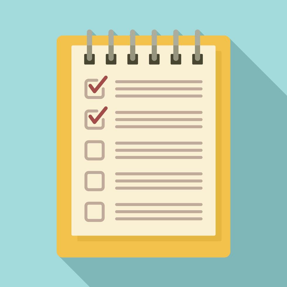Notebook checklist icon, flat style vector