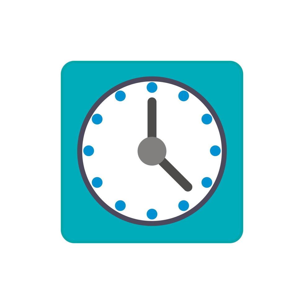 Blue wall clock icon in flat style vector