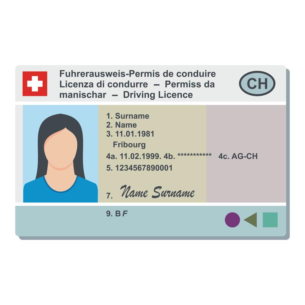 Driving license icon, flat style. vector