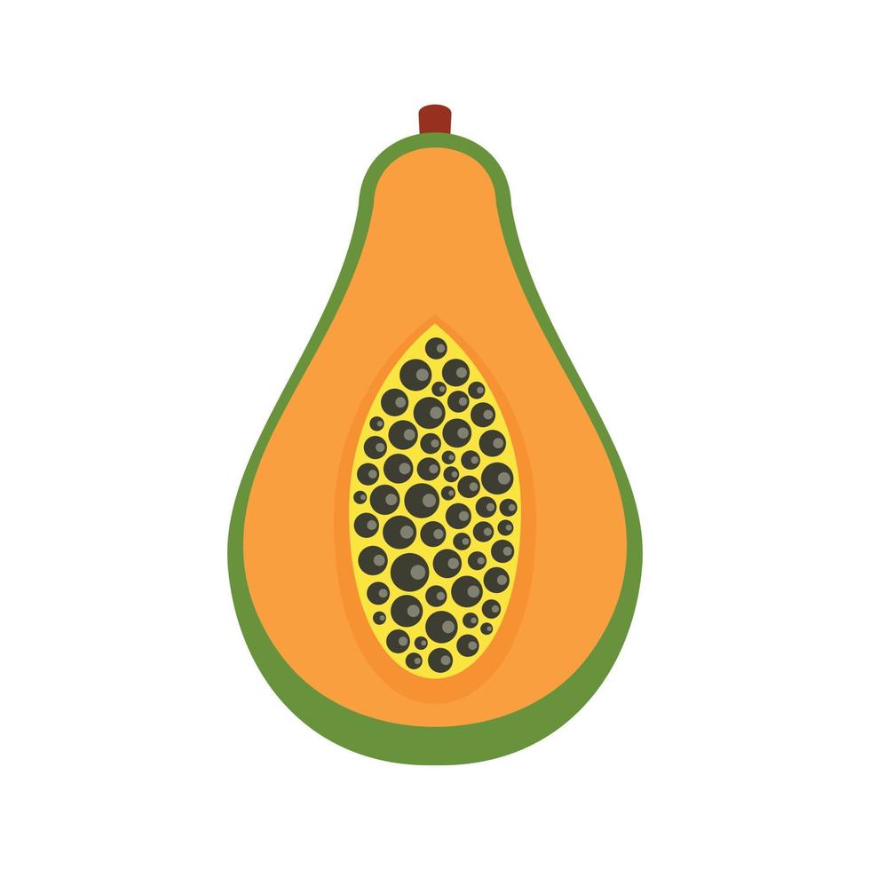 la mitad del icono de papaya, tipo plano vector