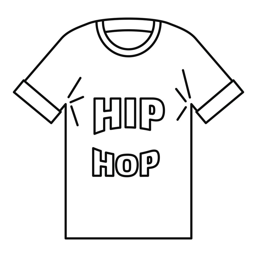 icono de camiseta de hip hop, estilo de contorno vector