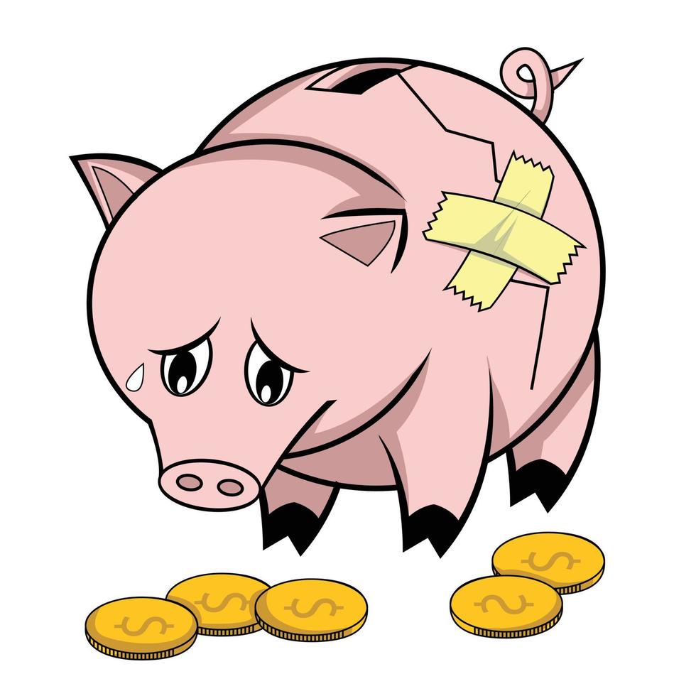 Broken Piggy Bank Illustration vector