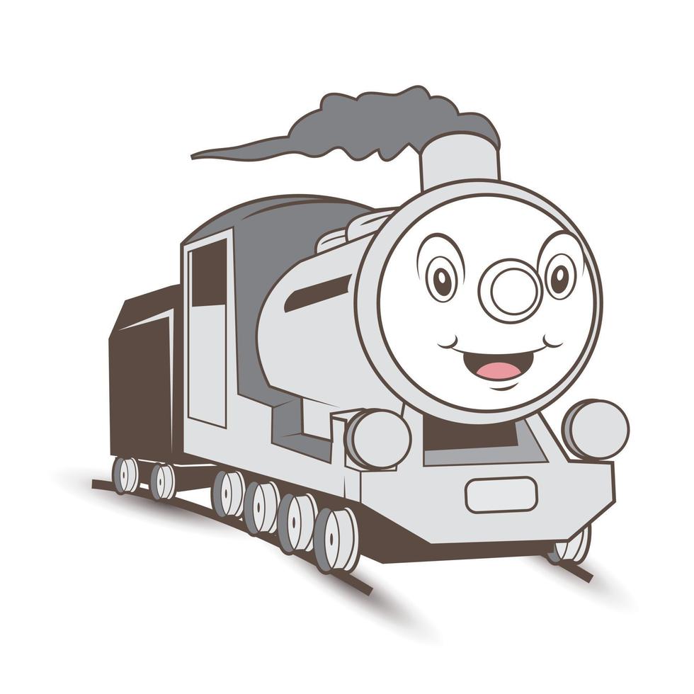 viejo, tren, caricatura, ilustración vector