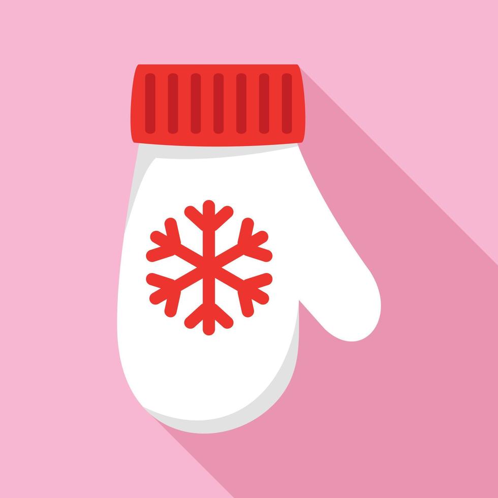 icono de guante de invierno rojo blanco, estilo plano vector