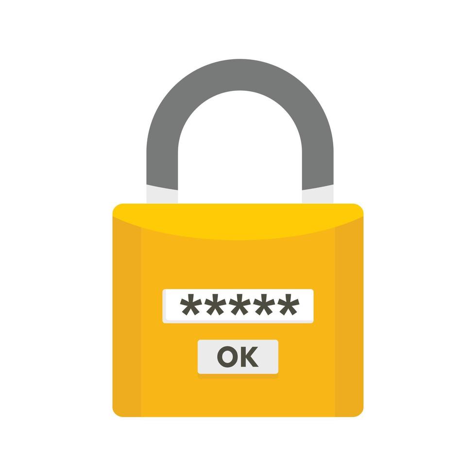 Password lock icon, flat style vector