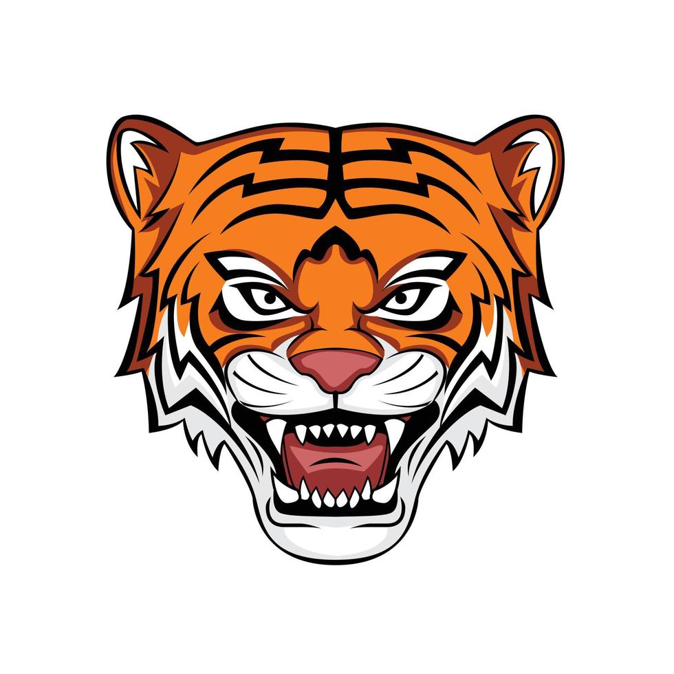 cabeza de tigre enojado vector