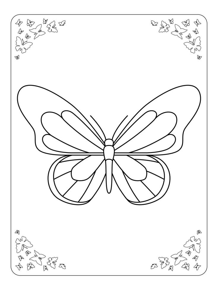 Butterfly Coloring page for kids line art vector