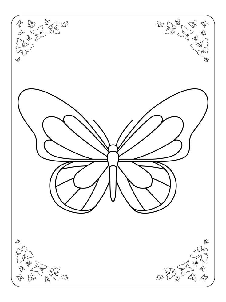 mariposa para colorear página para niños arte lineal vector