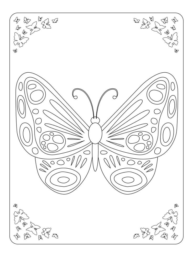 mariposa para colorear página para niños arte lineal vector