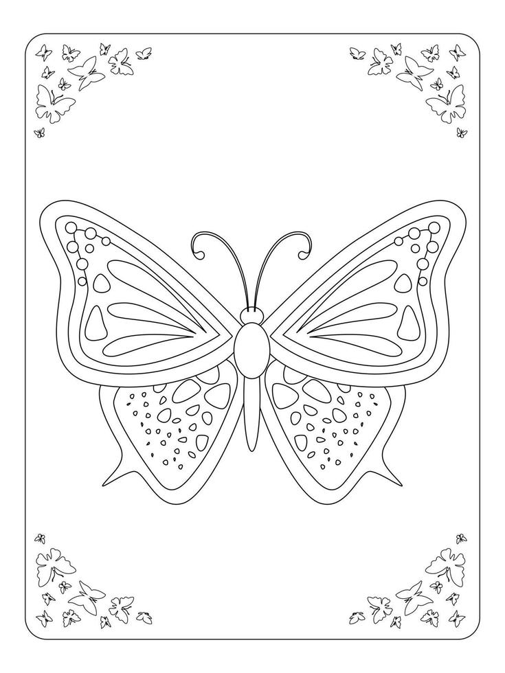 mariposa para colorear página para niños arte lineal vector