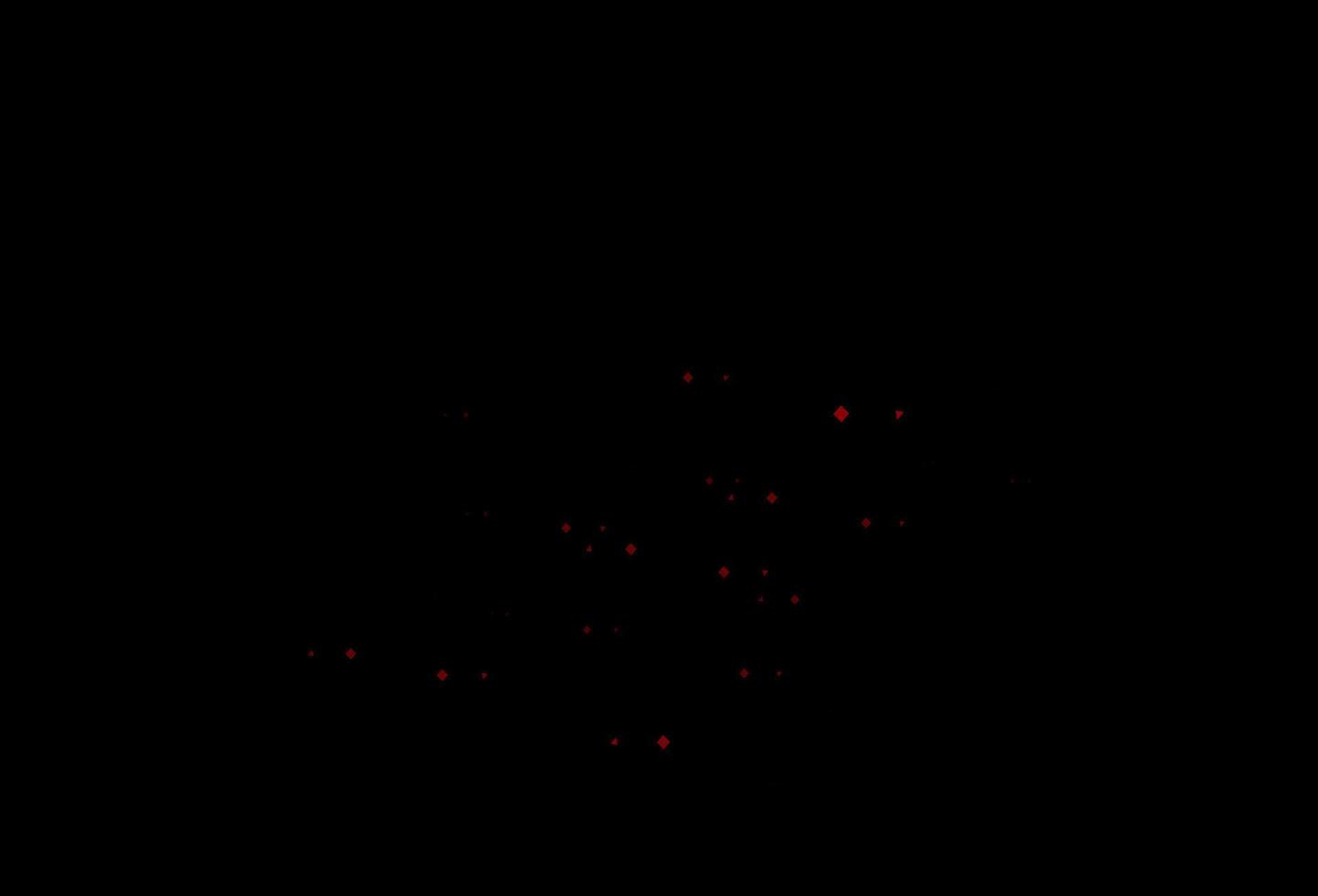 fondo de vector rojo oscuro con triángulos, círculos, cubos.