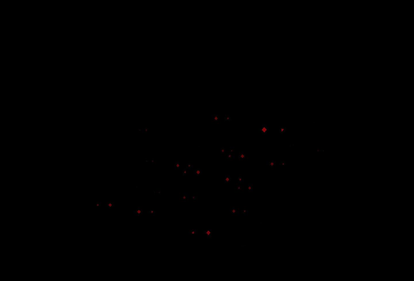 Dark red vector background with triangles, circles, cubes.