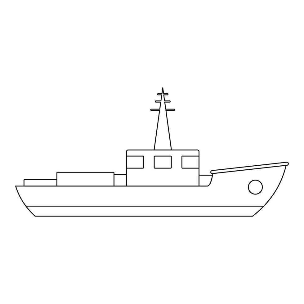 icono de barco pequeño, estilo de esquema. vector