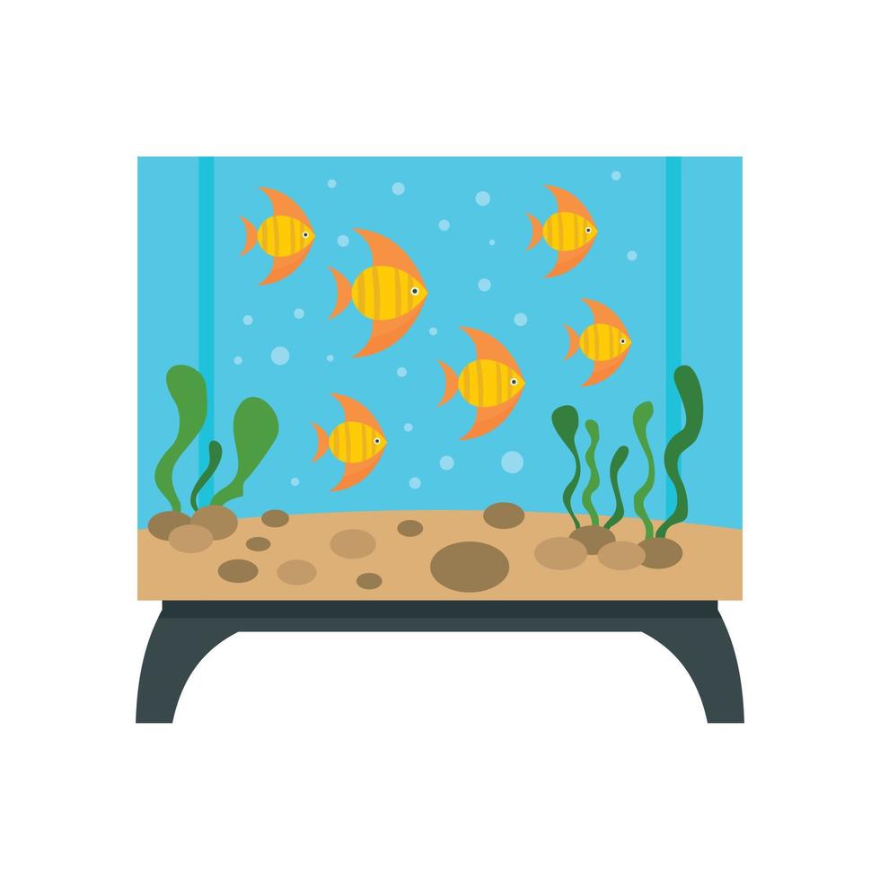 Rectangular aquarium icon, flat style vector
