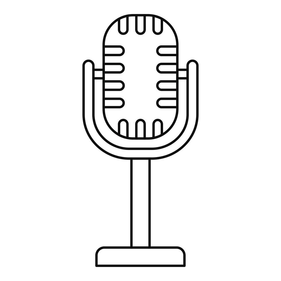 Studio microphone icon, outline style vector