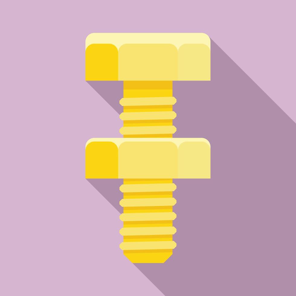 Gold screw bolt icon, flat style vector