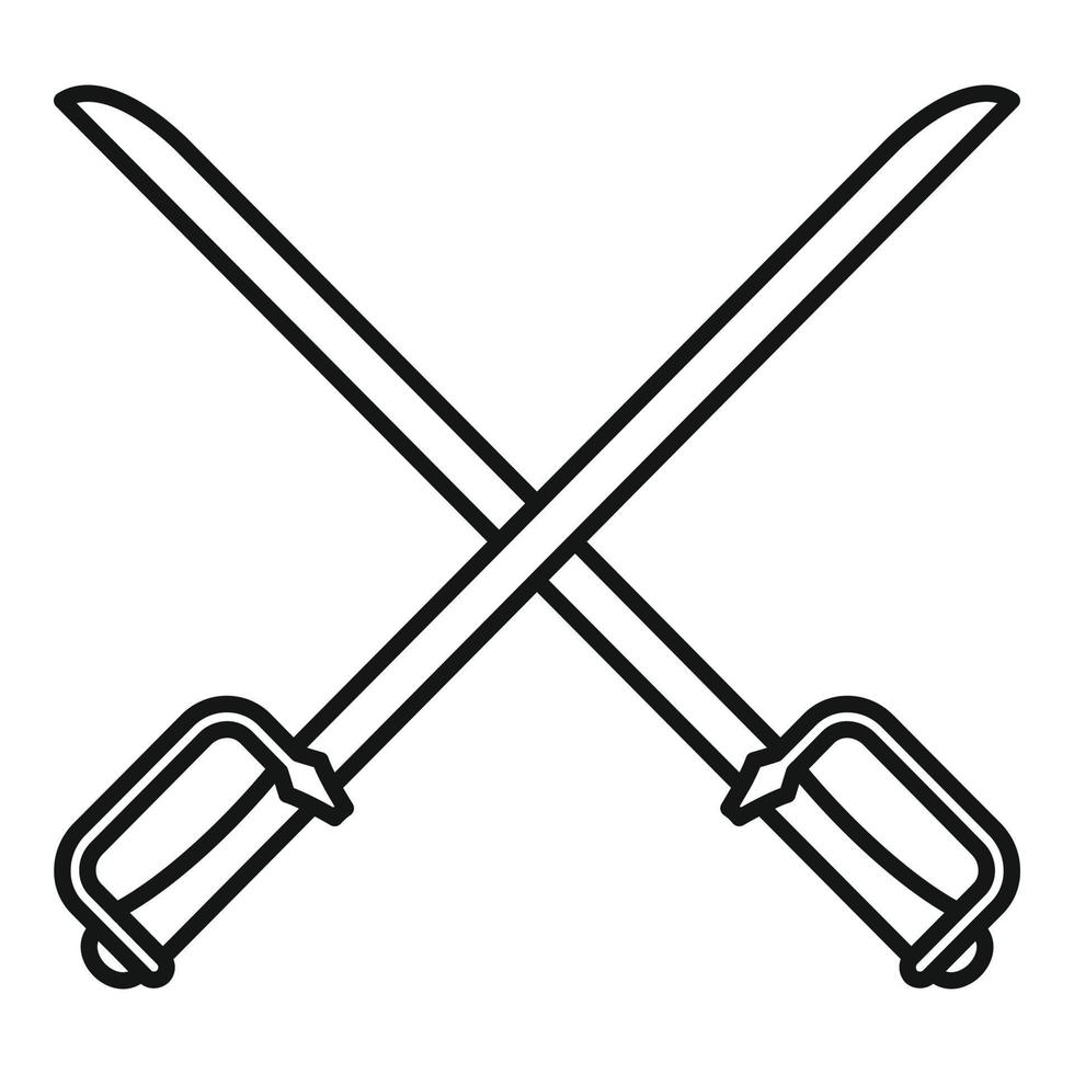 icono de espadas de metal de esgrima, estilo de esquema vector
