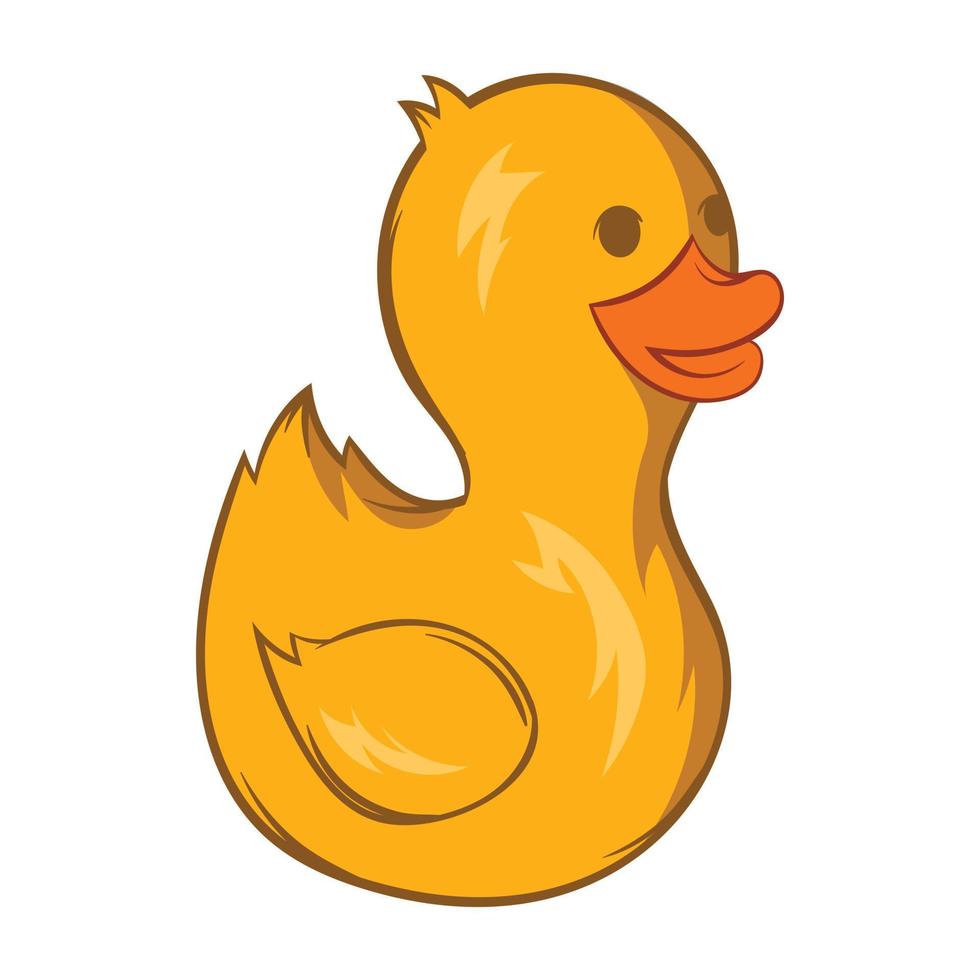 Yellow duck toy icon, cartoon style vector