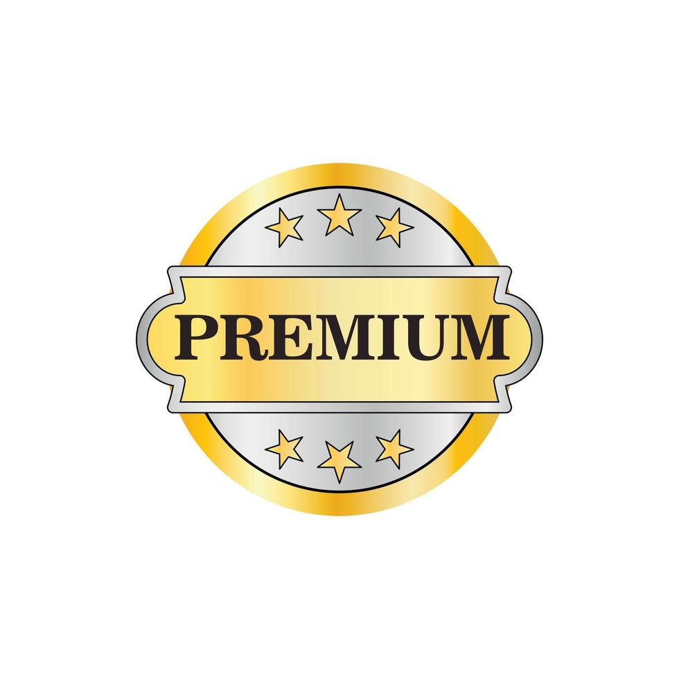 Premium golden label icon in flat style vector