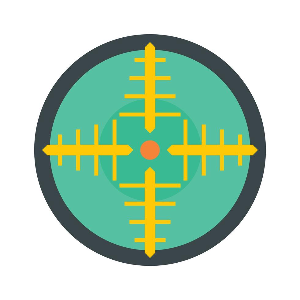 Green gun aim icon, flat style vector