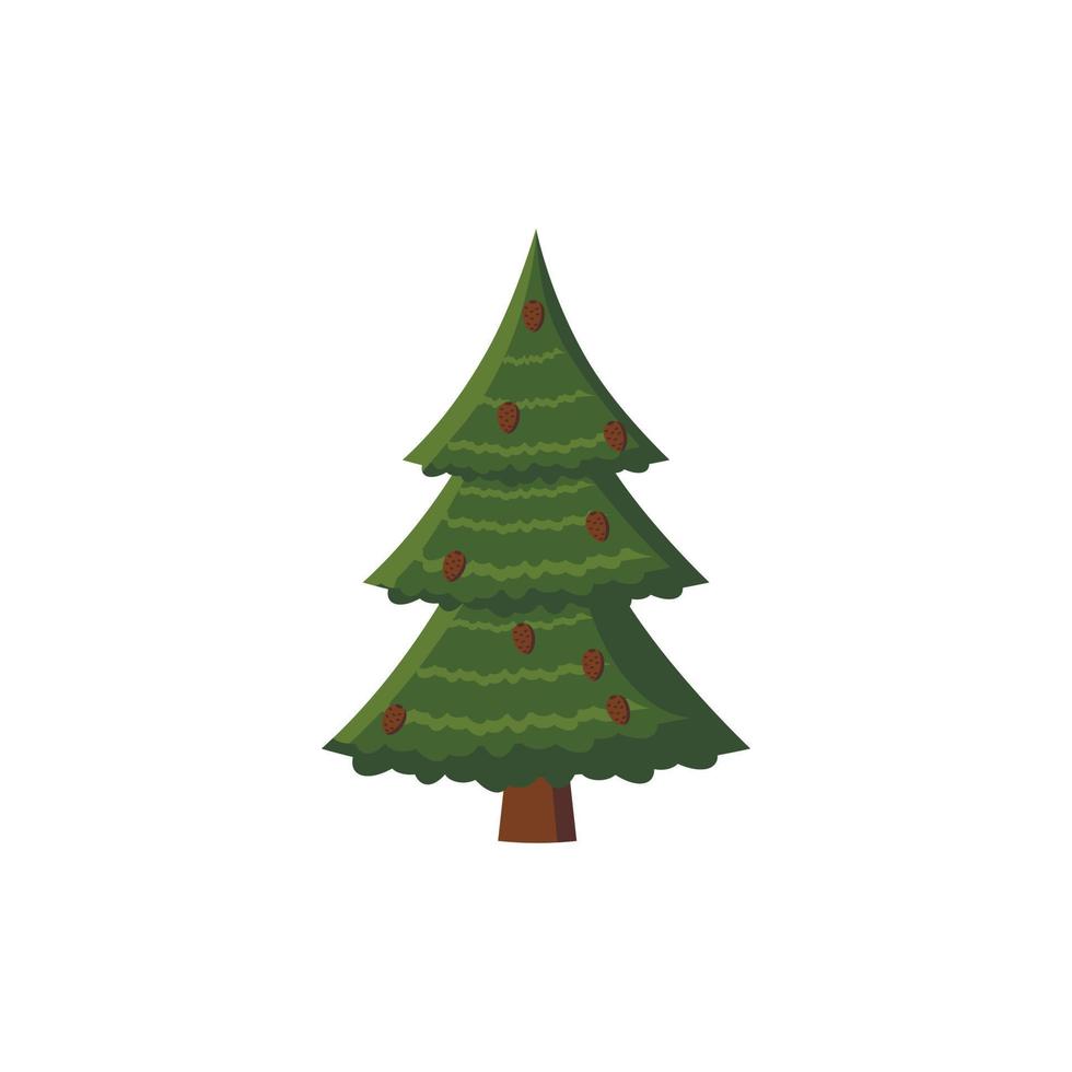 Spruce with cones icon, cartoon style vector