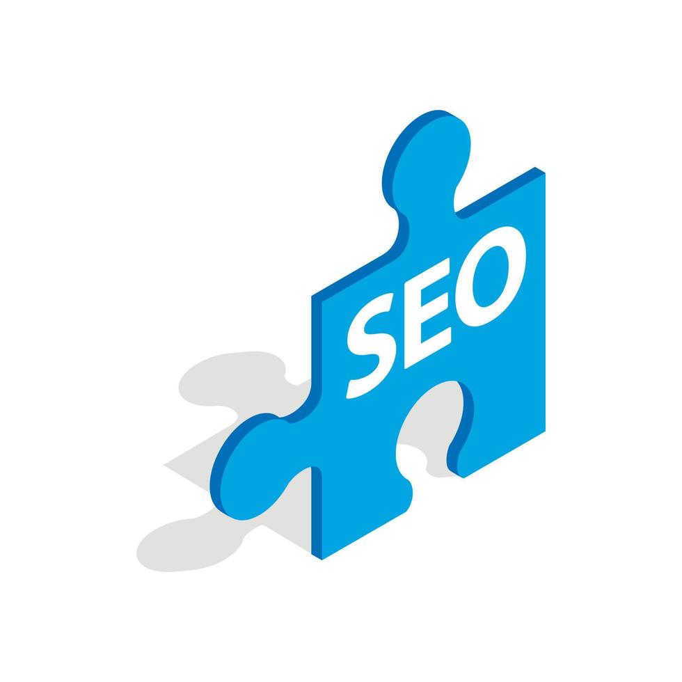 SEO blue puzzle icon, isometric 3d style vector