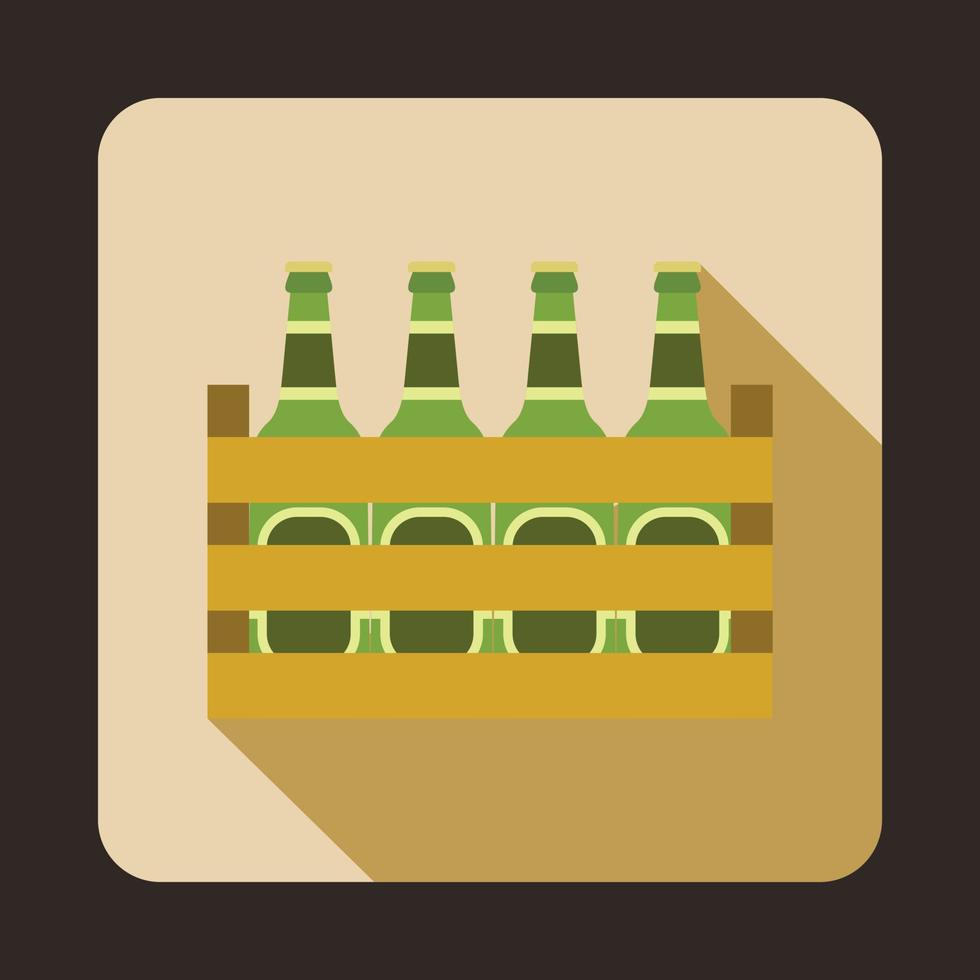 icono de caja de madera de cerveza, estilo plano vector