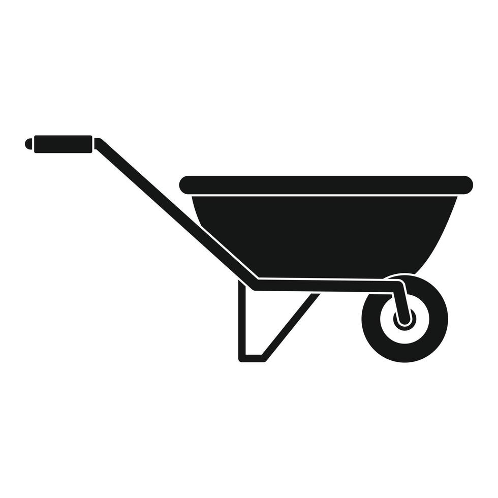 One wheel barrow icon, simple style vector