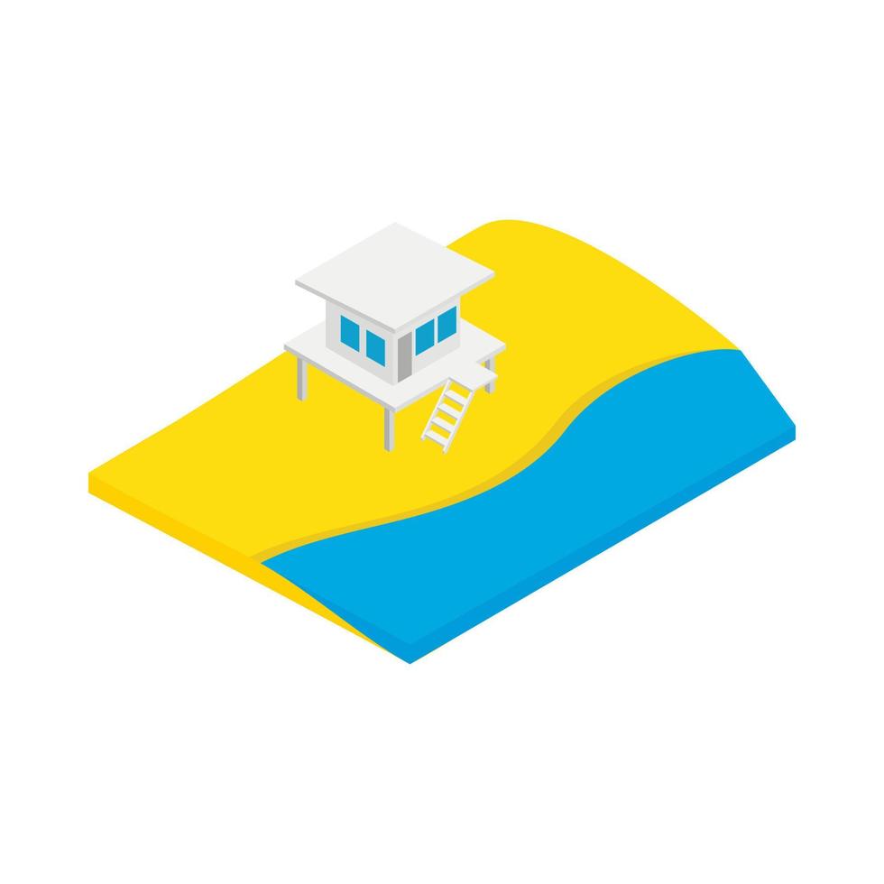 Beach with lifeguard tower icon vector