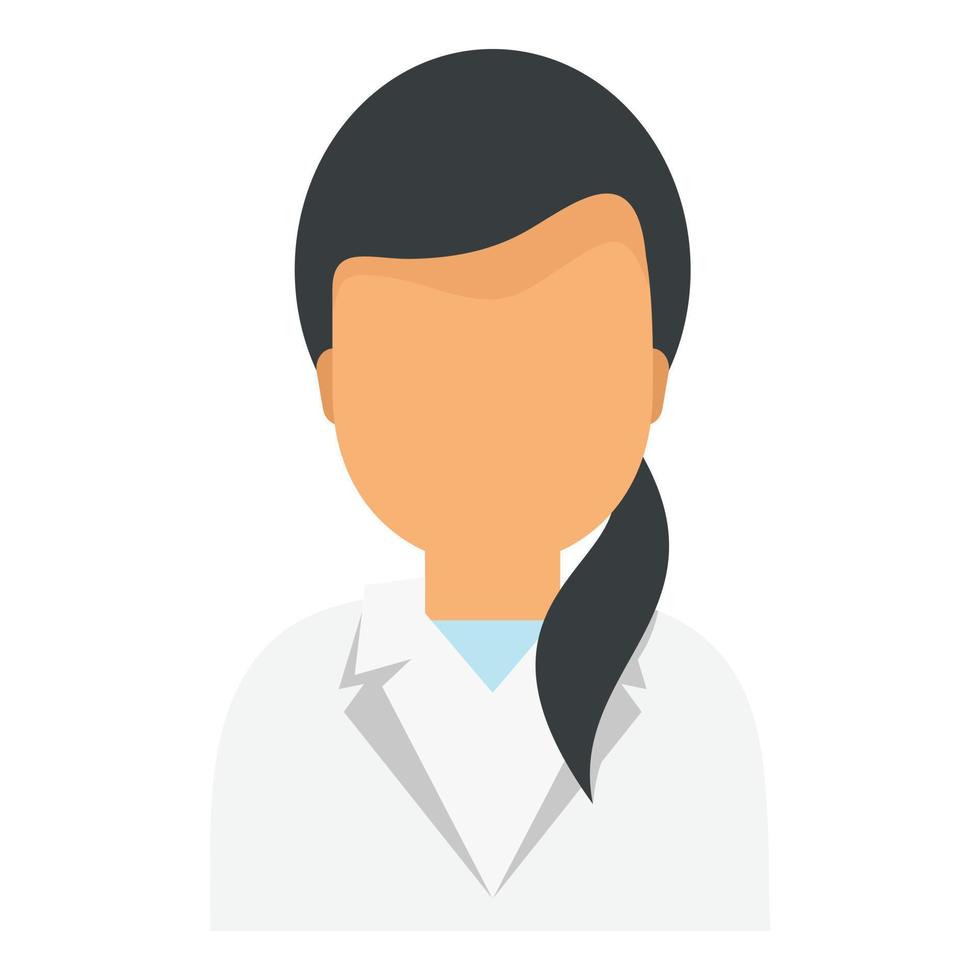 icono de mujer médico de laboratorio, estilo plano vector