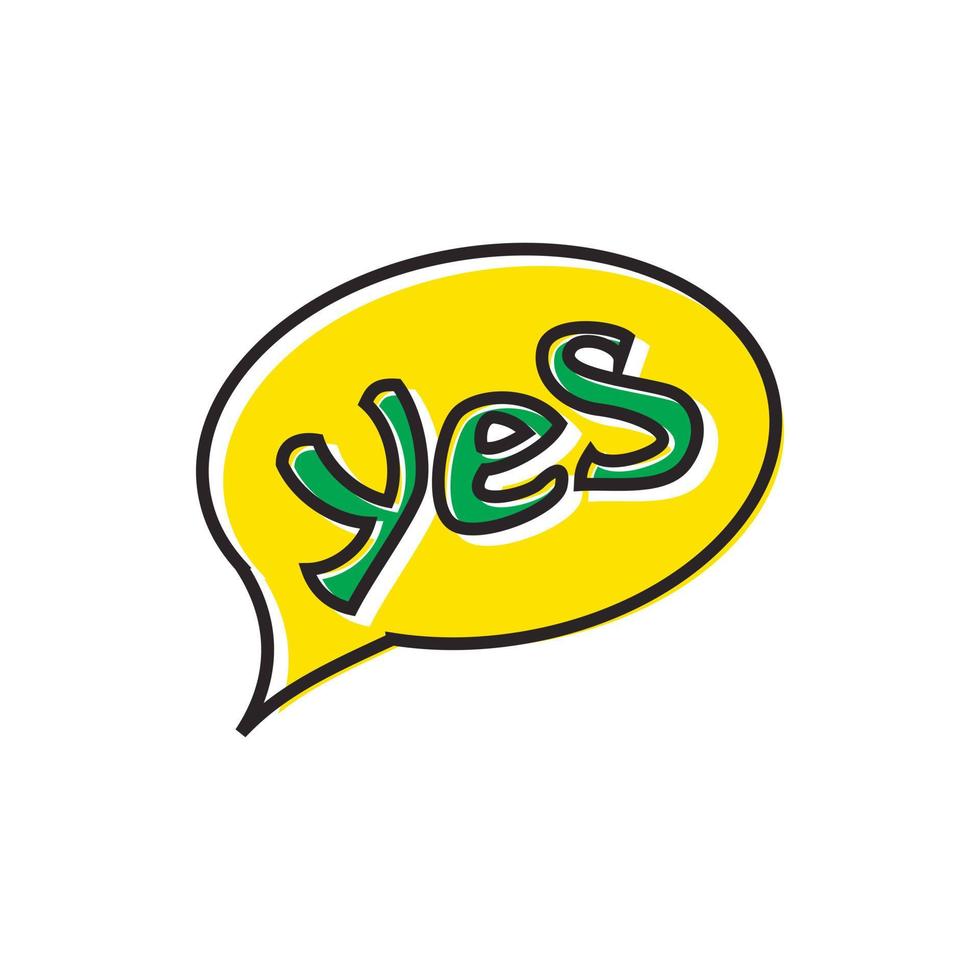 Word yes in bubble speech icon, flat style vector