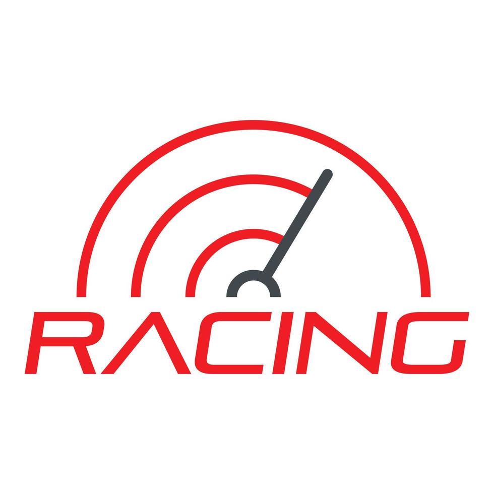 Racing line speedometer logo, flat style vector