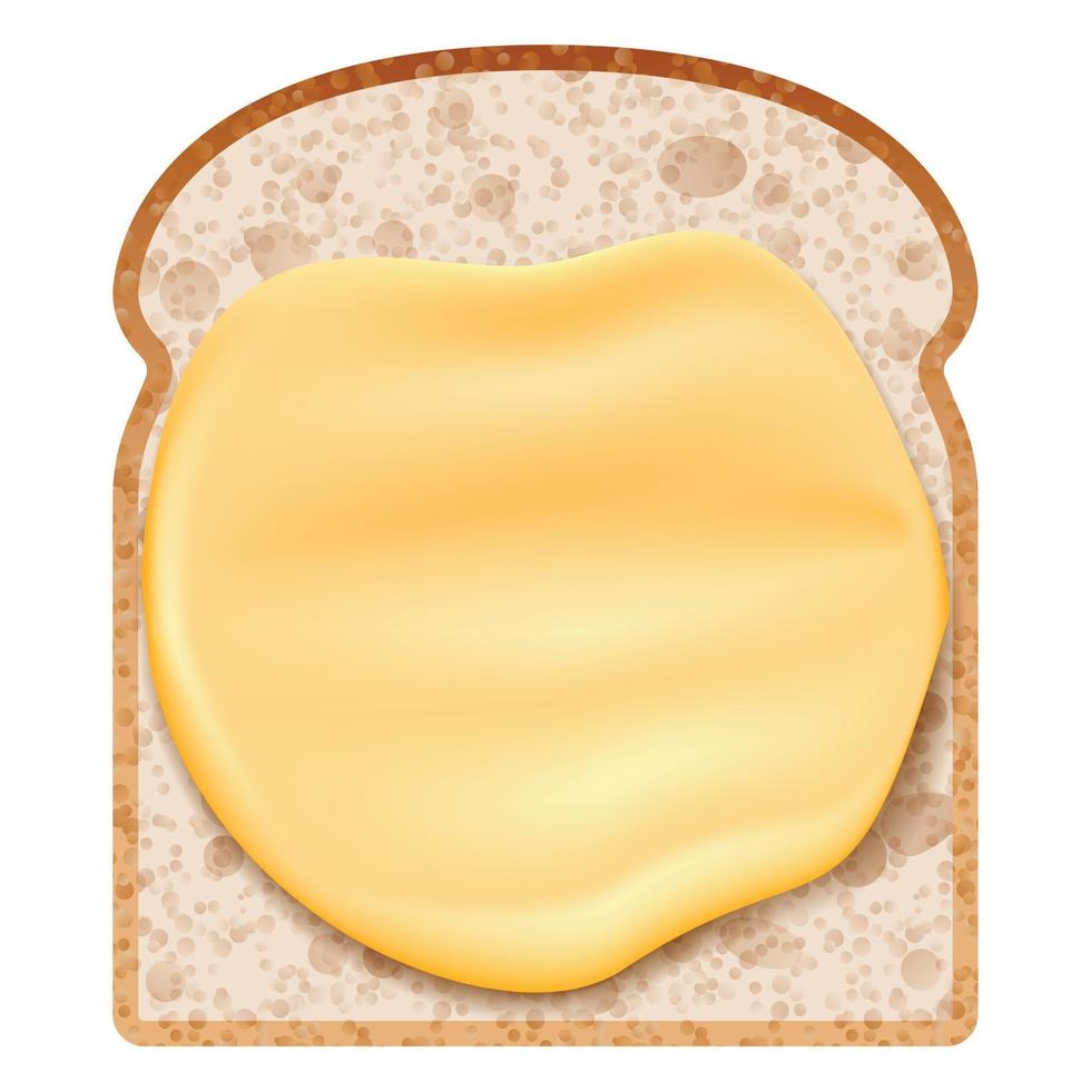 Butter on bread icon, realistic style vector