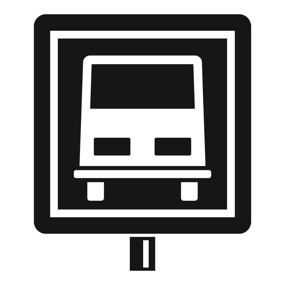 Bus stop road sign icon, simple style vector