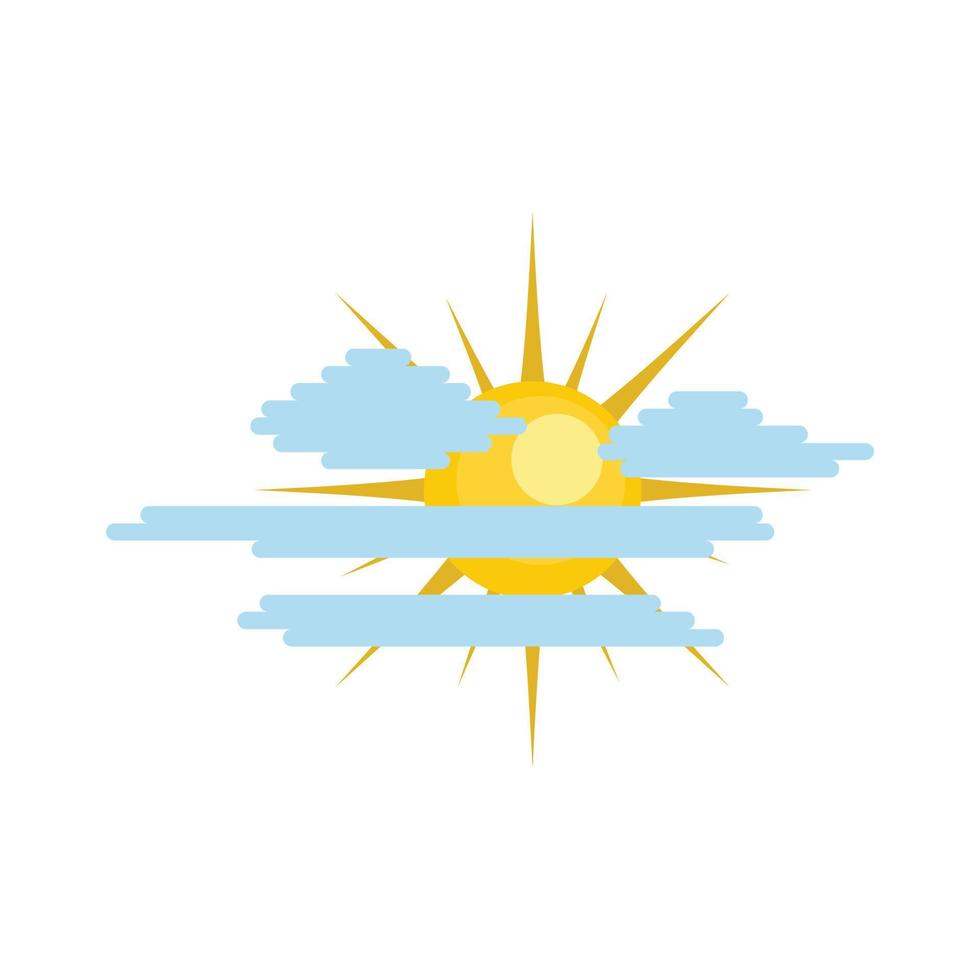 Cloudy sun icon, flat style vector