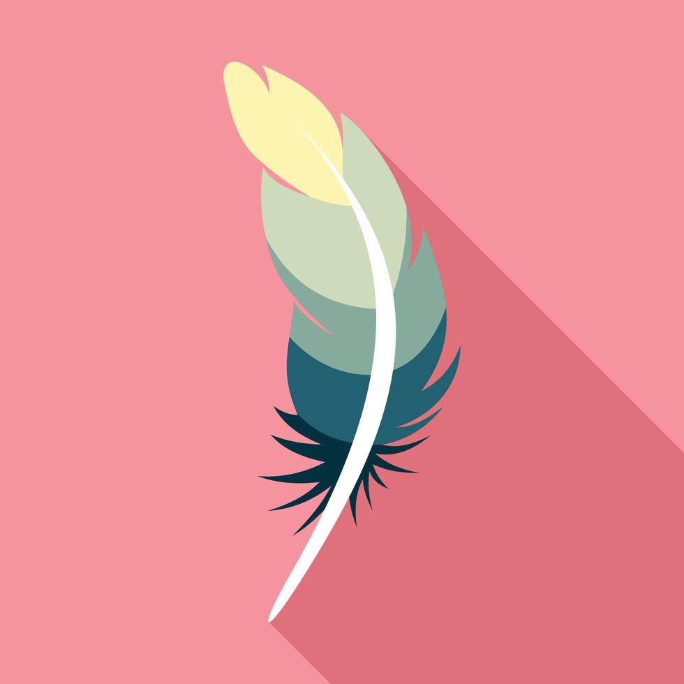 Tattoo feather icon, flat style vector