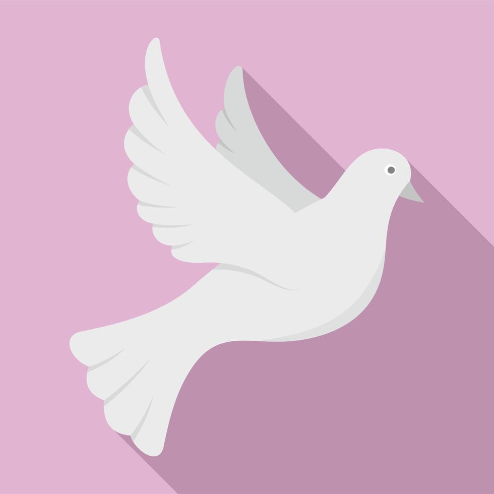 White pigeon of peace icon, flat style vector