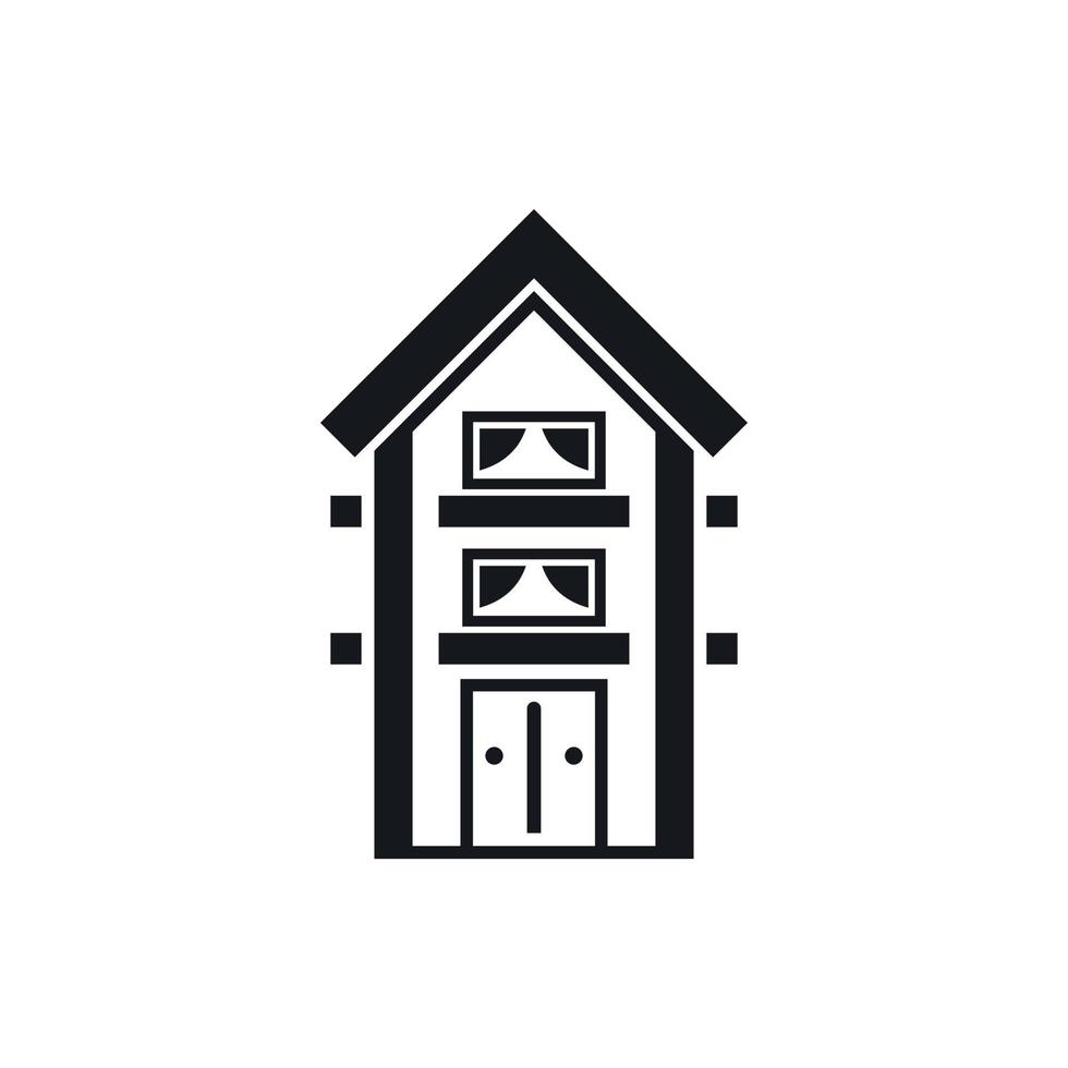 Two-storey house with balconies icon, simple style vector