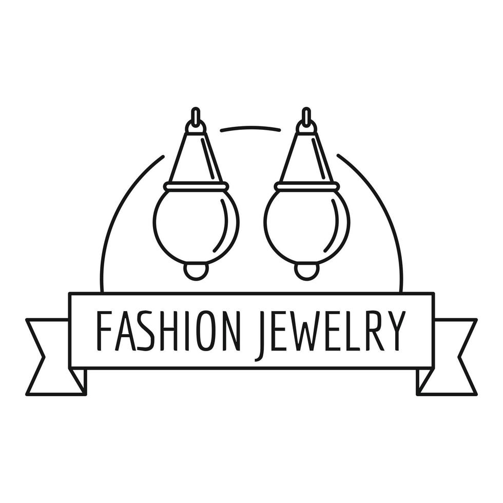 Fashion jewelry logo, outline style vector