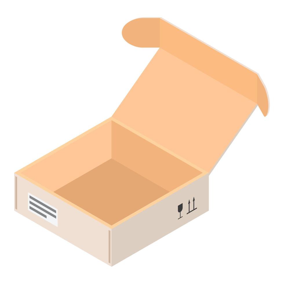 Open parcel box icon, isometric style vector