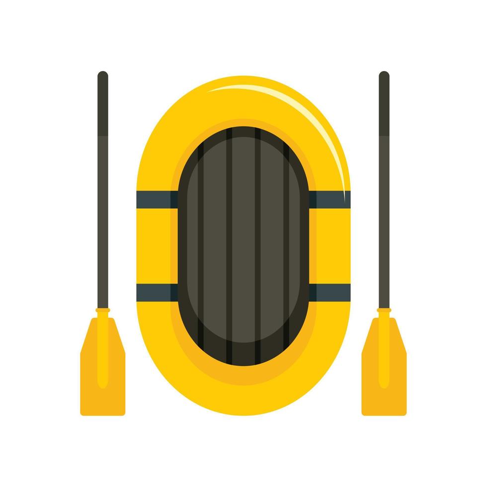 Rubber boat and paddle icon, flat style vector