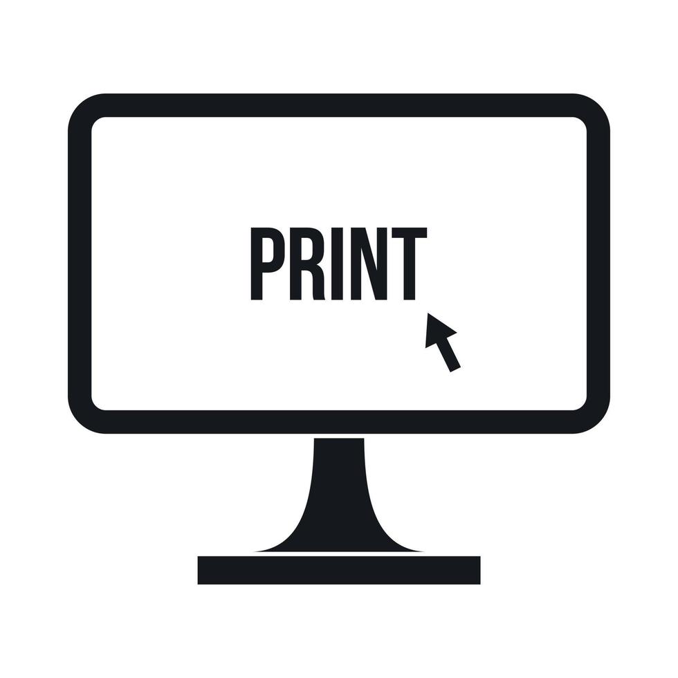 Print word on a computer monitor icon vector