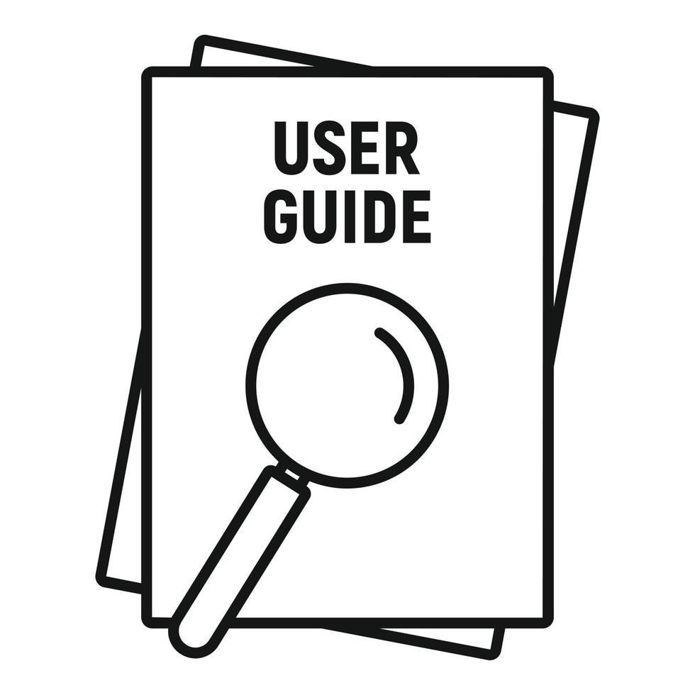 icono de documentos de la guía del usuario, estilo de esquema vector