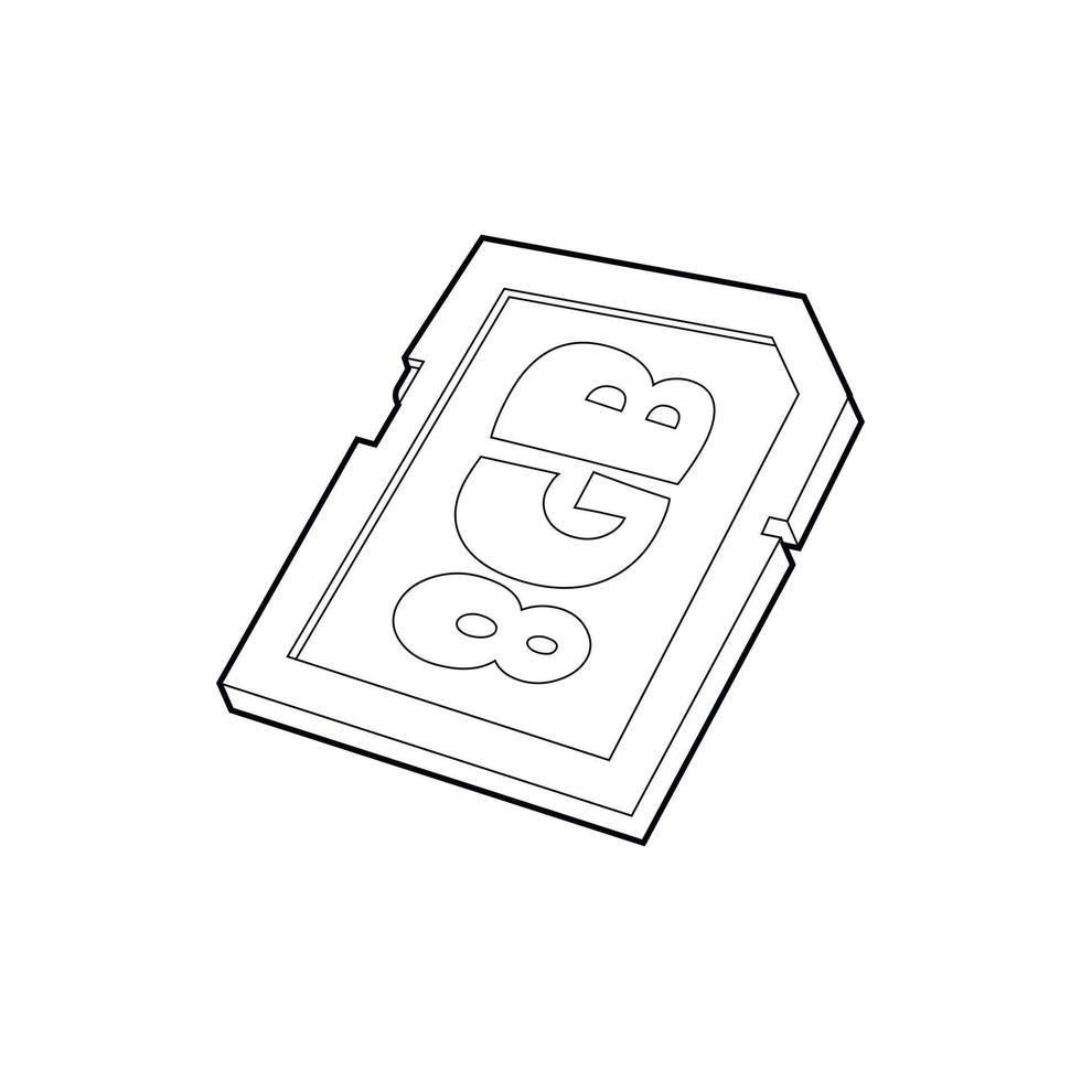 Memory card 8 gb icon, outline style vector