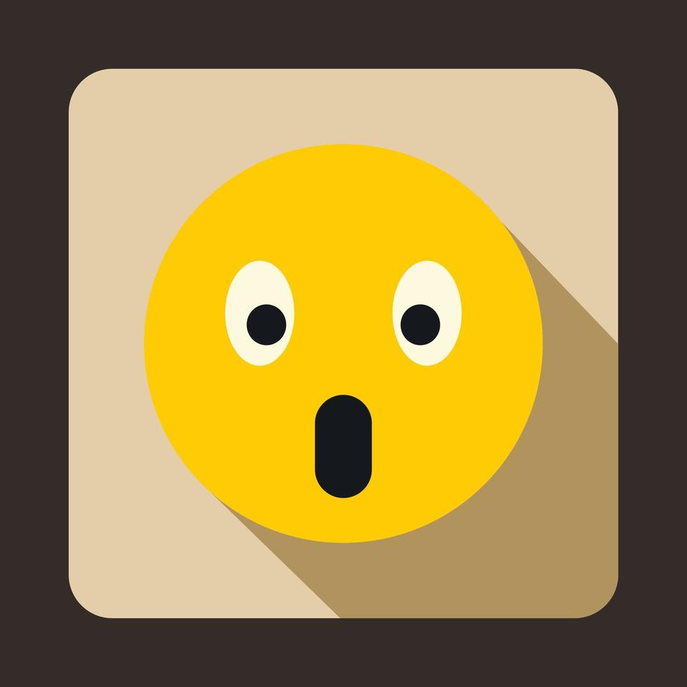 Frightened emoticon with open mouth icon vector