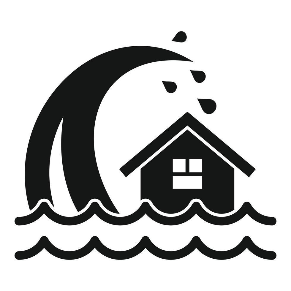 Tsunami wave icon, simple style vector